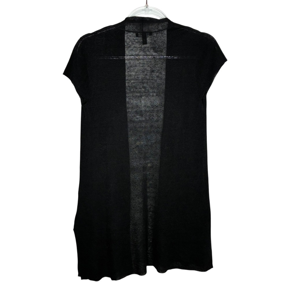 Eileen Fisher Woman XS Black Knit Cardigan Duster Open Front Lagenlook Hemp - Picture 6 of 8
